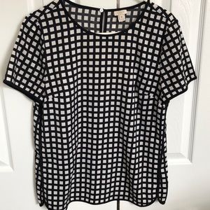 Jcrew black & white checkered short sleeved shirt